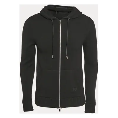 Dior Homme Black CD Icon Cashmere Knit Hooded Sweatshirt