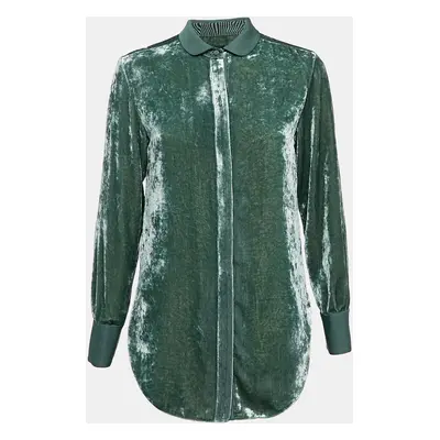 Emporio Armani Green Velvet Curved Hem Shirt