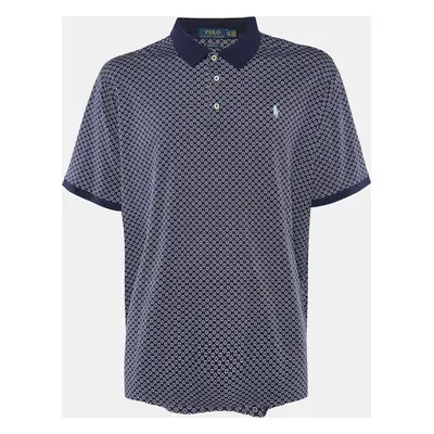 Polo Ralph Lauren Navy Blue Printed Cotton Knit Polo T-Shirt 2XL