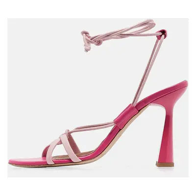 Malone Souliers Pink Leather Ankle Wrap Sandals Size