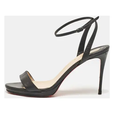 Christian Louboutin Black Leather Loubigirl Ankle Strap Sandals Size