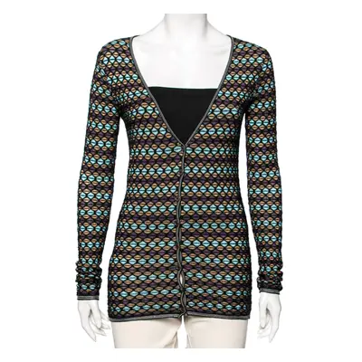 M Missoni Multicolor Patterned Knit Long Sleeve Cardigan