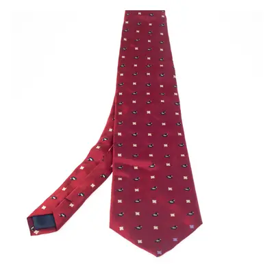 Lanvin Vintage Red Jacquard Silk Traditional Tie