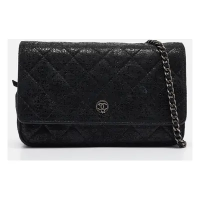 Chanel Black Quilted Shimmering Leather WOC Clutch Bag