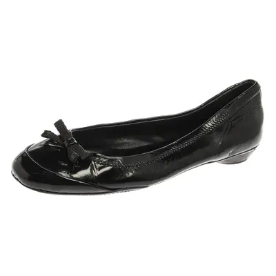 Prada Black Patent Leather Bow Ballet Flats Size 36.5