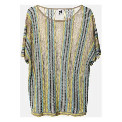 M Missoni Grey/Yellow Knit Fabric Top