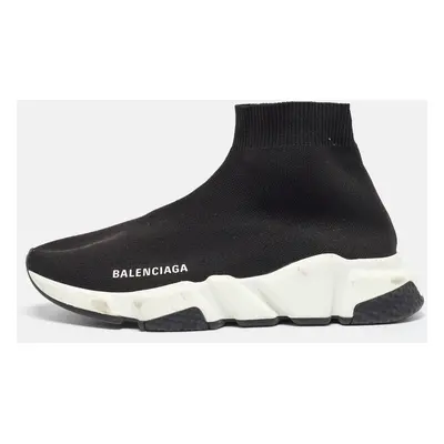 Balenciaga Black Knit Fabric Speed Trainer Slip On High-Top Sneakers Size