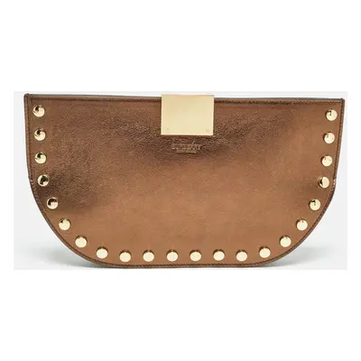 Burberry Bronze Leather Studded Olympia Clutch