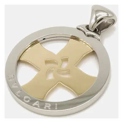 Bvlgari 18K Yellow Gold and Stainless Steel Tondo Cross Pendant