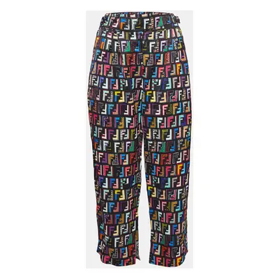 Fendi Black FF Print Satin Cropped Fun Fair Pants