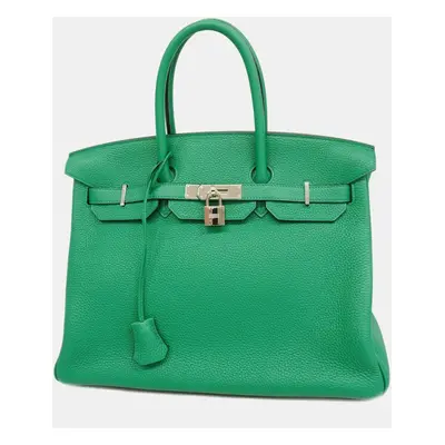 Hermes Handbag Birkin Verso A Stamp Taurillon Clemence Vert Vertigo Fonce Ladies