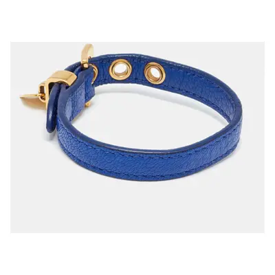 Miu Miu Blue Leather Heart Charm Wrap Bracelet