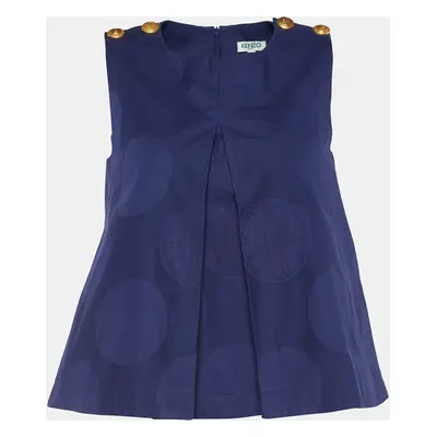 Kenzo Navy Blue Circle Jacquard Sleeveless Flared Top