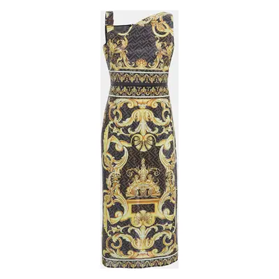 Fendi X Versace Brown Zucca Baroque Printed Crystal Embellished Dress