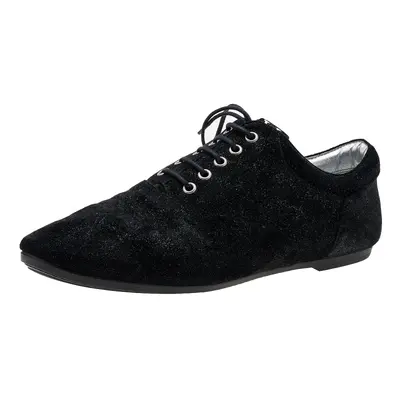 Louis Vuitton Black/Silver Glitter Suede Lace Up Oxfords Size