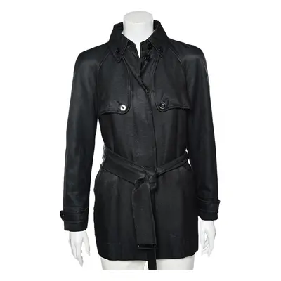 Dolce & Gabbana Black Cotton Belted Button Front Jacket