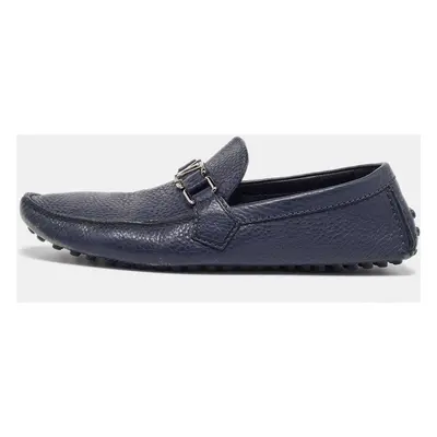 Louis Vuitton Navy Blue Leather Hockenheim Loafers Size 41.5