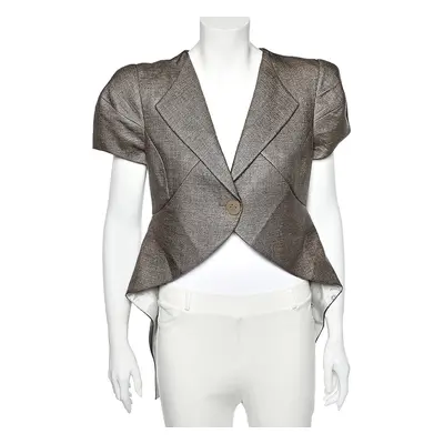 Emporio Armani Brown Synthetic Asymmetric Hem Blazer