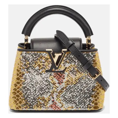 Louis Vuitton Multicolor Sequin and Leather Mini Capucines Bag