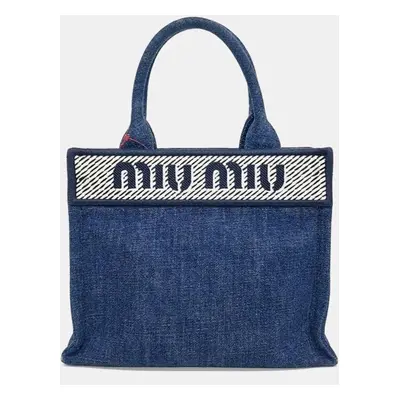 Miu Miu denim logo tote and shoulder bag