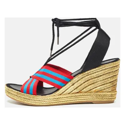 Marc Jacobs Multicolor Grosgrain Espadrille Wedge Sandals Size