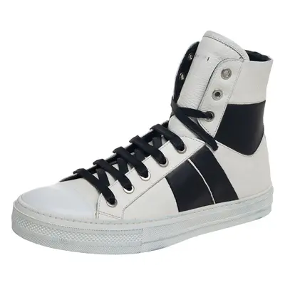 Amiri White/Black Leather Sunset High Top Sneakers Size