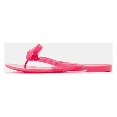 Valentino Pink Rubber Rockstud Slide Flats Size