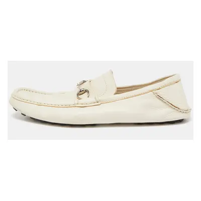 Gucci Cream Leather Horsebit Loafers Size