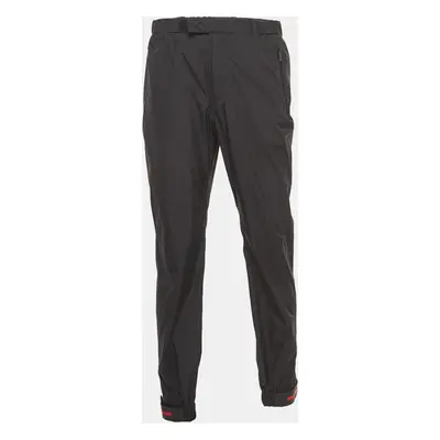 Prada Black Logo Print Nylon Active Pants