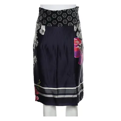 Class by Roberto Cavalli Multicolor Printed Satin Pencil Skirt