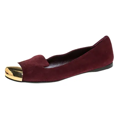 Yves Saint Laurent Burgundy Suede Metal Cap Toe Evelyn Loafers Size 36.5