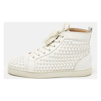 Christian Louboutin White Leather Louis Spikes High Top Sneakers Size