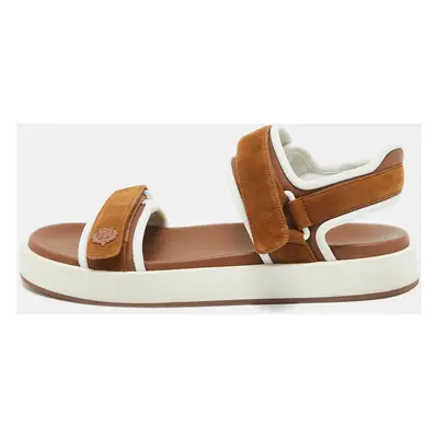 Loro Piana Brown Fabric and Suede Waikiki Flat Sandals Size