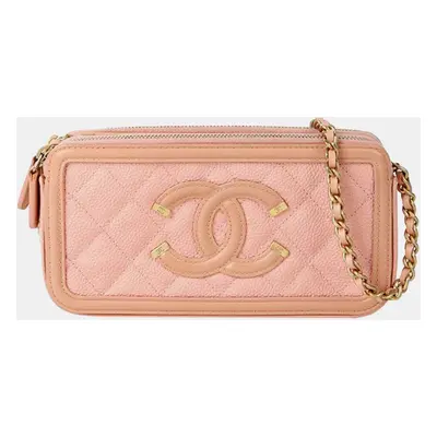 Chanel Pink Caviar Leather Filigree Shoulder Bag