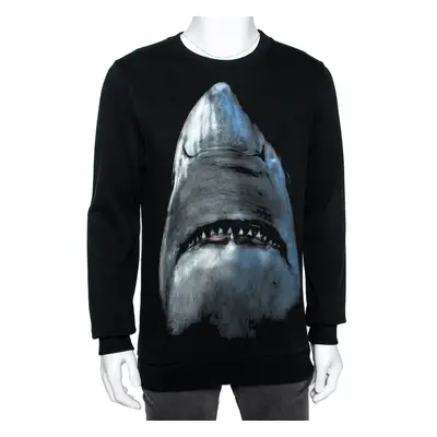 Givenchy Black Shark Printed Cotton Crew Neck Sweatshirt