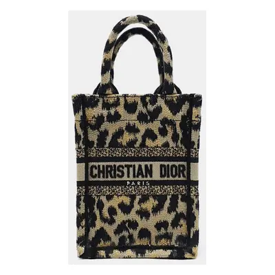 Christian Dior Beige Embroidery Canvas Mini Book Tote Phone Bag