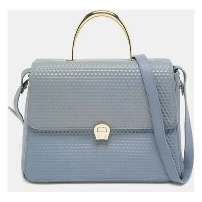 Aigner Blue Embossed Leather Genoveva Top Handle Bag