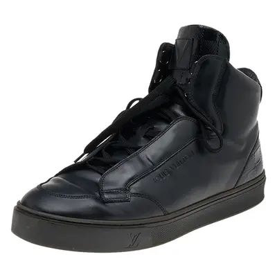 Louis Vuitton Black Leather And Damier Patent Leather High Top Sneakers Size 40.5