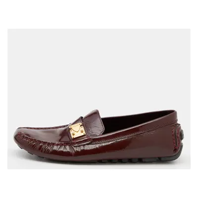 Louis Vuitton Burgundy Patent Leather Slip On Loafers Size 37.5