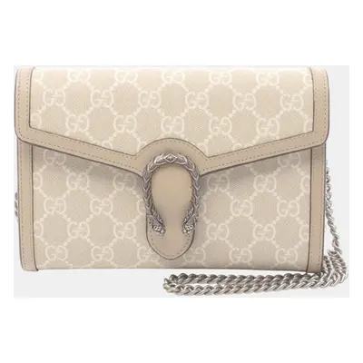 Gucci Beige Coated Canvas Leather Dionysus GG Supreme Shoulder Bag