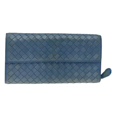 Bottega Veneta Blue Intrecciato Leather Continental Flap Wallet