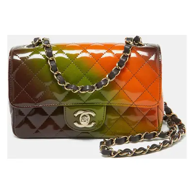 Chanel Multicolor Quilted Patent Leather Mini Rectangle Classic Flap Shoulder Bag