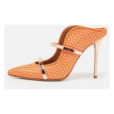 Malone Souliers Orange Woven Satin Maureen Mules Size