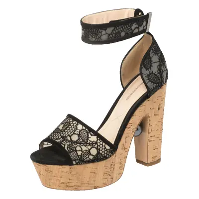 Nicholas Kirkwood Black Lace Maya Pearl Platform Ankle Strap Sandals Size