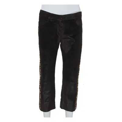 Roberto Cavalli Brown Leather Vintage Cropped Trousers