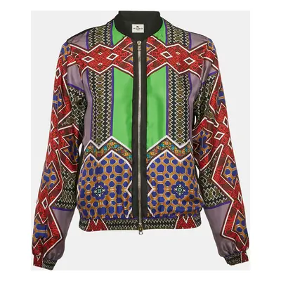 Etro Multicolor Printed Silk Zip-Up Jacket