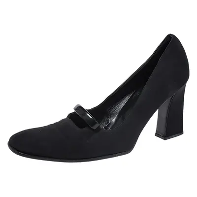 Prada Black Fabric Block Heel Pumps Size 40.5