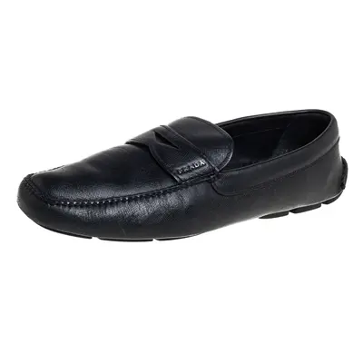 Prada Black Leather Slip On Loafers Size