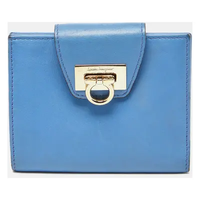 Salvatore Ferragamo Blue Leather Gancini Wallet