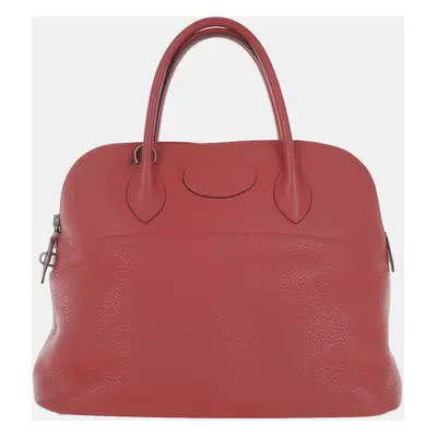 Hermes Rose Jaipur Clemence Leather Bolide Bag